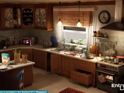 Stylized New York Apartment Modular NYC Unreal Engine Low-poly 3D model