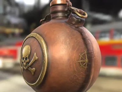 Pirate Skull Flask Low-poly 3D model