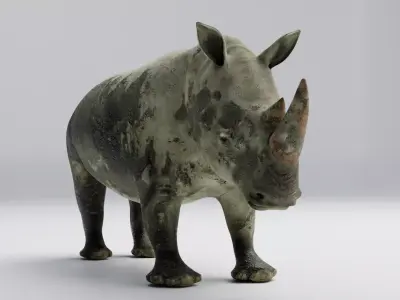 Rhino muddy Low-poly 3D model