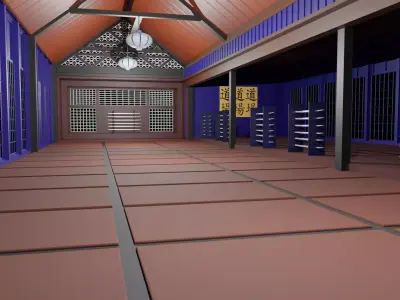 Dojo Hall Low-poly 3D model