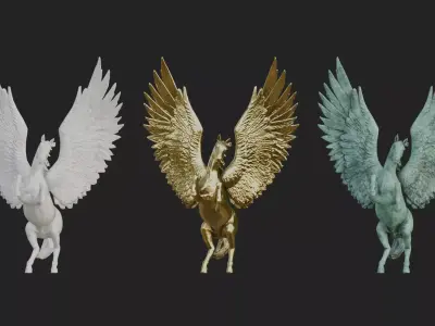 Pegasus Statues Low-poly 3D model