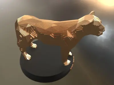 Parametric Lioness Low-poly 3D model