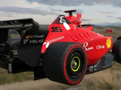 Cartoon rigged Ferrari F1-75 Low-poly 3D model