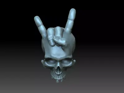 Skull with horns bas relief 3D print model
