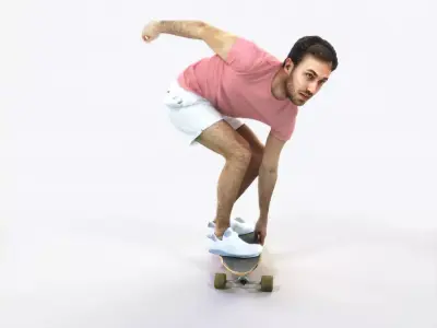Flow 03H Riding a Skateboard Sports Man Low-poly 3D model