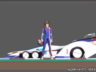 KAZAMI HAYATO ASURADA CYBER FORMULA STATUE DIORAMA RACE ANIME 3D print model