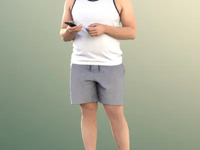 Sahir 11032 - Athletic Man Listening Music With Headphones Low-poly 3D model