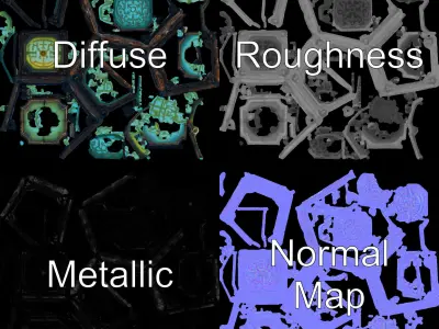 Mystical Artefact Cube Model Pack Low-poly 3D model