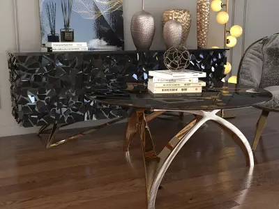 Modern Coffee Table and Armchair Set 2 3D model