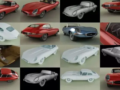 Jaguar E-type Coupe and Convertible 3D Model Pack