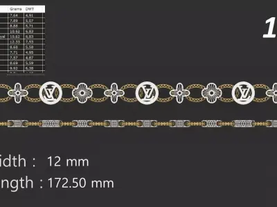 Turkish Jali Bracelet Chain 11 3D print model