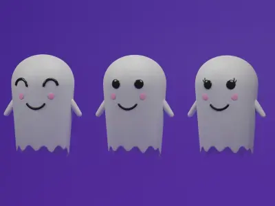Cartoon Cute Ghost Collection 3D model