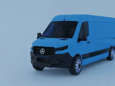 Blue Mercedes 3D van model 3D model