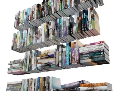 Books 150 pieces 1-6-2 Low-poly 3D model