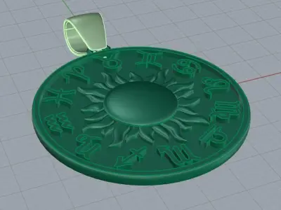 Pendant gold with zodiac signs 3D print model
