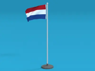 Low Poly Seamless Animated Netherlands Flag Low-poly 3D model
