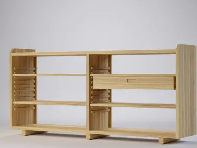 Ventura notched bookshelf 160x36x76 Low-poly 3D model