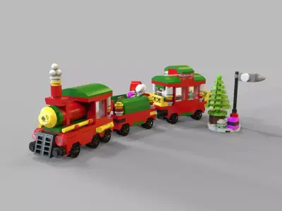 Lego Christmas Train Low-poly 3D model