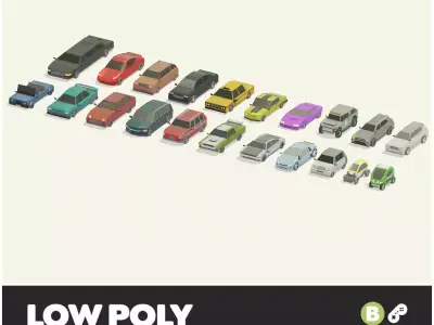 Stylized Lowpoly Car Pack - 3D Model  Low-poly 3D model