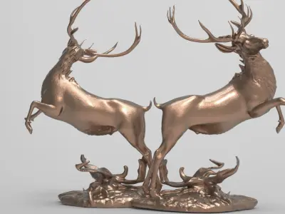 Sculpted Santas deers  3D model