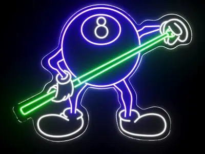 Billiard Neon Sign 3D model