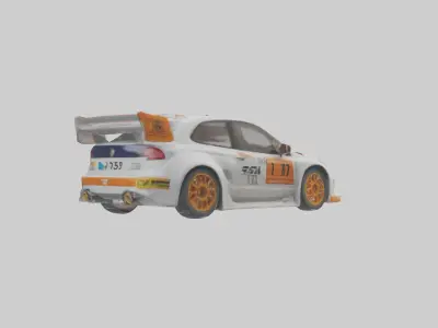 Rally Car with Modern Wheels model Low-poly 3D model