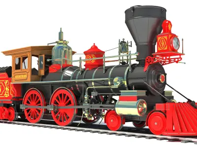 maquina tren a vapor Low-poly 3D model