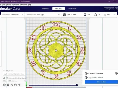 mandala wall clock decoration 3D print model