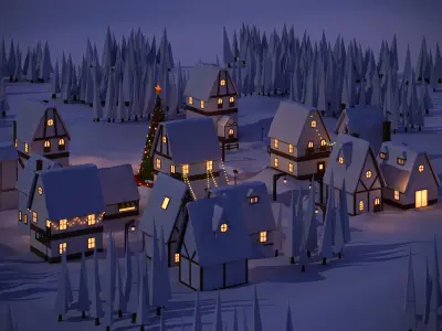 Christmas Town Low-poly 3D model