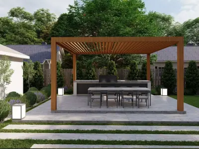 Garden Landscape 3D Model - SketchUp and Lumion Scene  Free 3D model