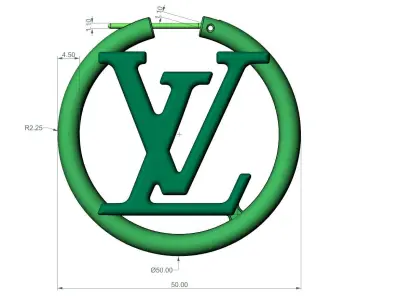 LV gold earrings 3D print model