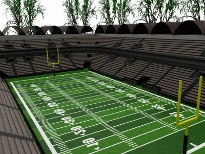American football stadium Low-poly 3D model 8