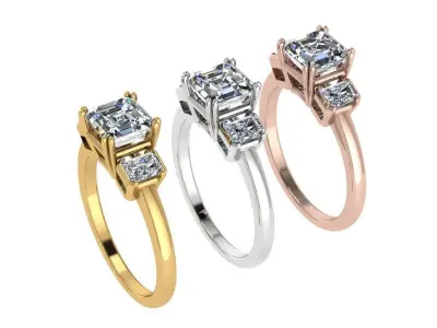 Ring193 princess cut diamond engagement ring gold 3D print model