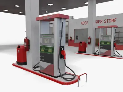 Gas Station 2 Low-poly 3D model