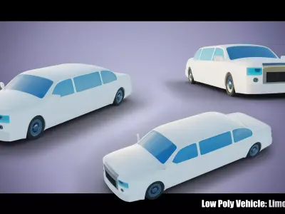 Low Poly Vehicle - Vanilla Limousine Low-poly 3D model