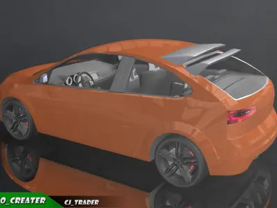 Low-Poly Car Racing  Concept Simple 3D Model Low-poly 3D model