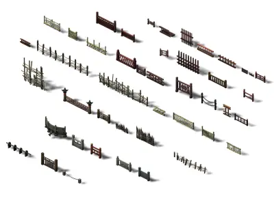 Game Building Decoration - Fence 01 3D model