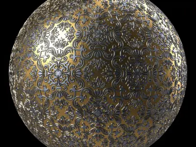 Metal Materials 13- Ornament Metal panels Pbr 4k Seamless 3D model