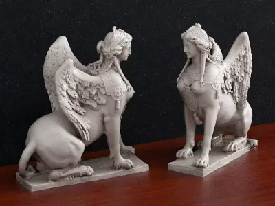 Sculpture1 pair of angel figurines 3D print model