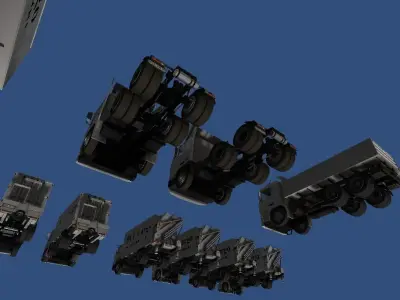 Trucks collection fleet of refrigerated Low-poly 3D model