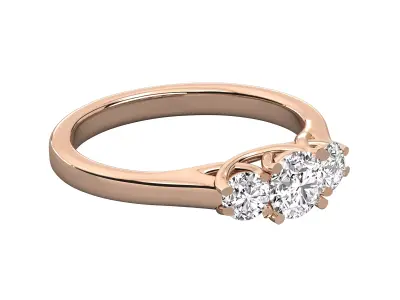 Luxury Three Stone Diamond Ring CAD Design 3DM STL 3D print model