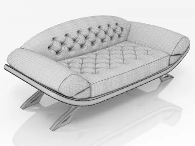 Sofa 3d model modern with chrome legs 3D model