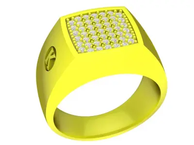 Square Pave Diamond Ring for Men 3D Jewelry Model 4534 3D print model