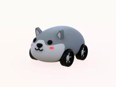 Cartoon Wolf Car Cute  Low-poly 3D model