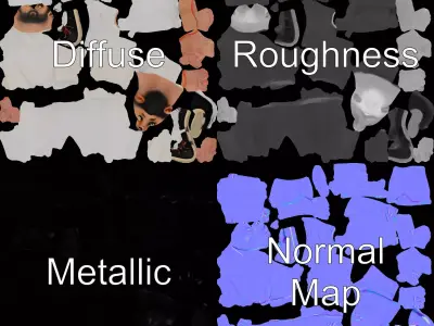 Casual Attire Character model pack Low-poly 3D model