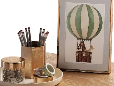 Study Room Desk For Teenager and Kids N05 3D model