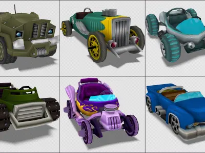Cartoon - Cars Low-poly 3D model