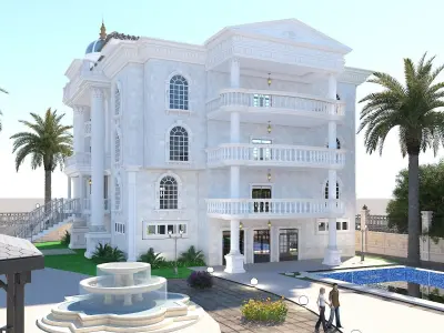 White Classic Villa 3D model
