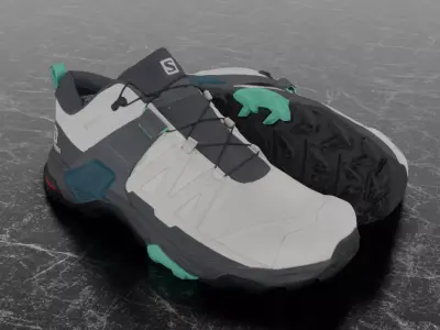 SALOMON X ULTRA 04W 3D BOOTS - WHITE - BLACK Low-poly 3D model