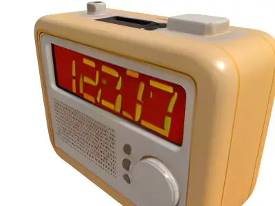 Retro Digital Alarm Clock Radio Low-poly 3D model